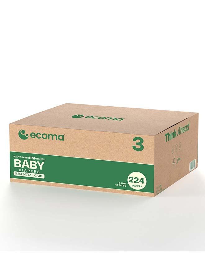 Ecoma حفاضات إيكوما الأساسية للعناية بالرضع 28 قطعة × 8 علبة، الحجم 3 - Image 1